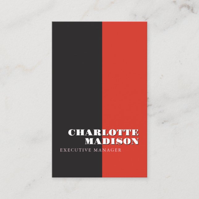 Modern Simple Black Red Trendy Minimalist Plain  Business Card (Front)