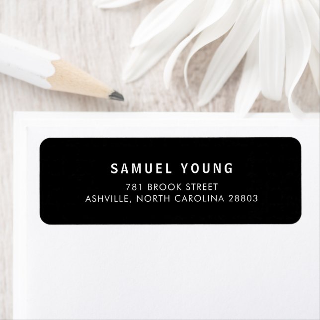 Modern Simple Black Return Address Return Address Label (Insitu)