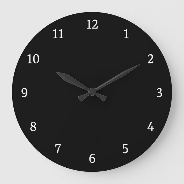 Modern simple black round numbers large clock (Front)