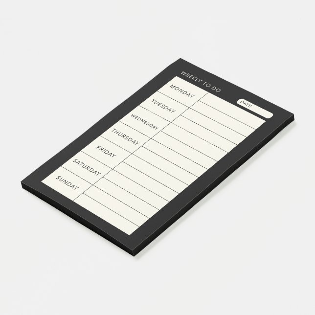 Modern simple black weekly  post-it notes (Angled)