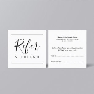 Modern Simple Black White Beauty  Referral Card