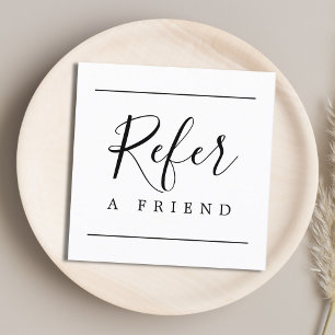 Modern Simple Black White Beauty  Referral Card