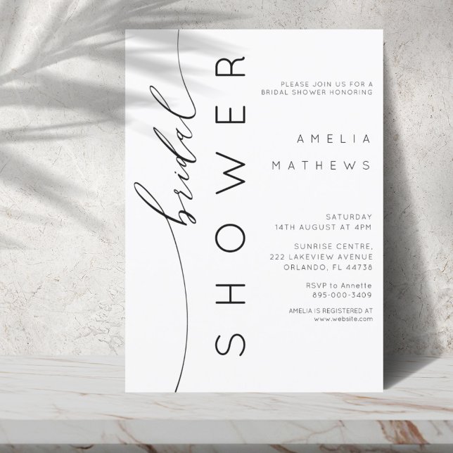 Modern Simple Black & White Bridal Shower Invitation (Creator Uploaded)