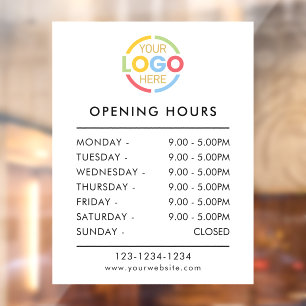 Modern Simple Black White   Business Opening Hours