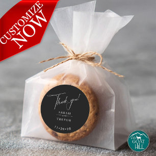 Modern Simple Black & White Classic Round Sticker