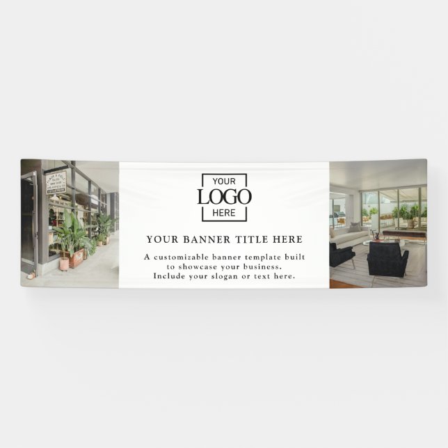 Modern Simple Black & White Custom Business Logo  Banner (Horizontal)