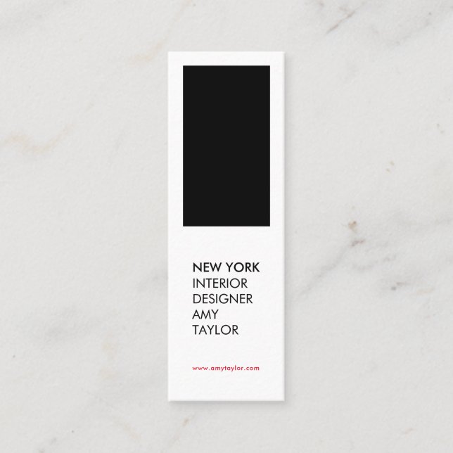 Modern simple black white elegant minimal designer mini business card (Front)