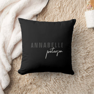 Modern Simple Black & White Minimal Script Cushion