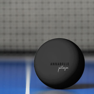 Modern Simple Black & White Minimal Script Ping Pong Ball