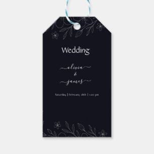 Modern simple black & white minimalist floral vine gift tags