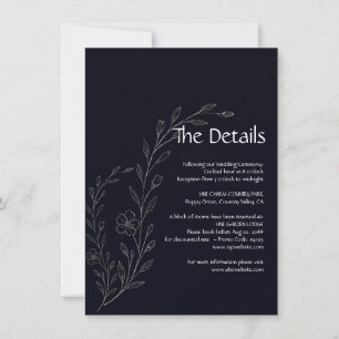 Modern simple black & white minimalist floral vine save the date