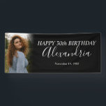 Modern Simple Black White Photo Birthday Party Banner<br><div class="desc">Modern Simple Black White Photo Happy Birthday Party Banner</div>