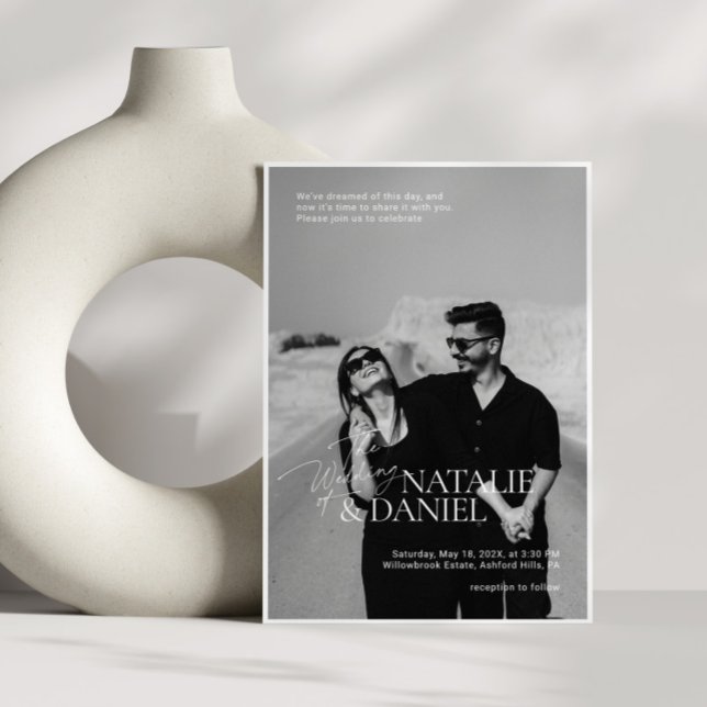 Modern Simple Black & White Photo Wedding Invitation (Modern Simple Black & White Photo Wedding Invitation)