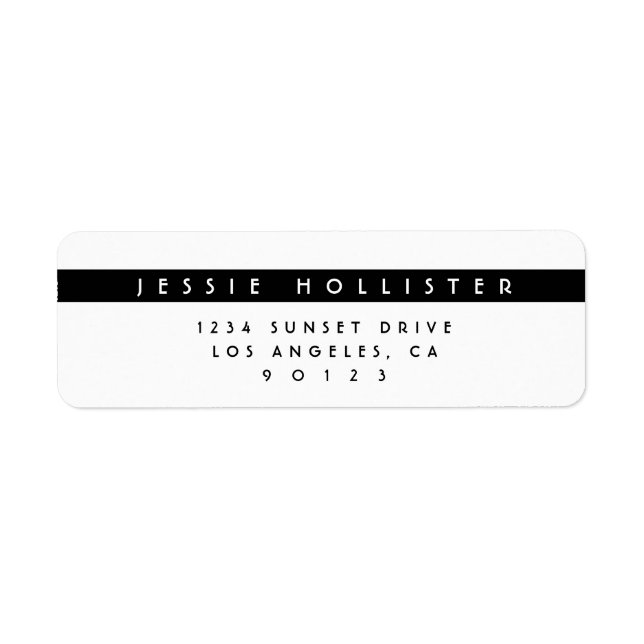Modern Simple Black & White Return Address Label (Front)