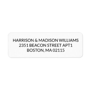 Modern simple black white Return Address Label