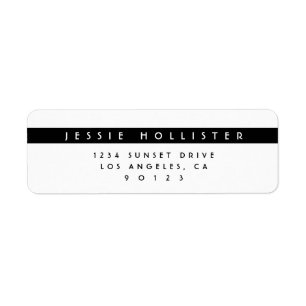 Modern Simple Black & White Return Address Return Address Label