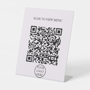 Modern Simple black & white Scan QR Code Menu  Pedestal Sign
