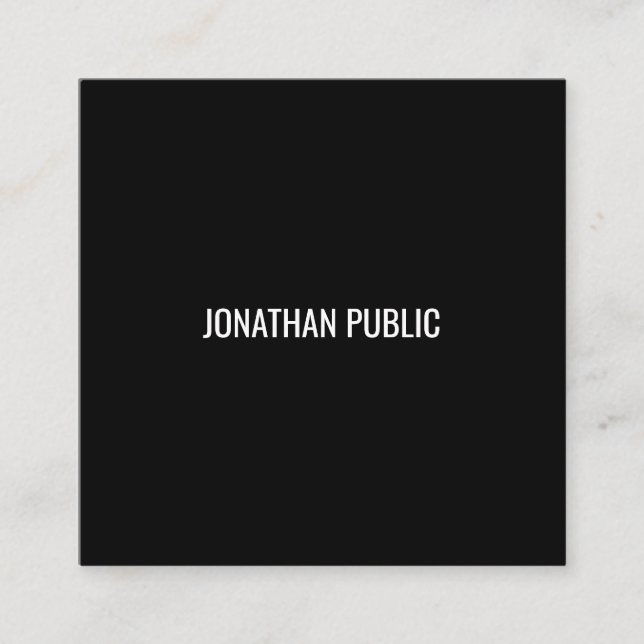 Modern Simple Black White Template Elegant Design Square Business Card (Front)
