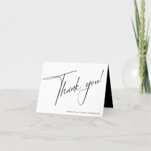 Modern Simple Black & White Thank You Card