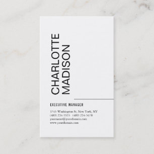 Modern Simple Black White Trendy Minimalist Plain  Business Card