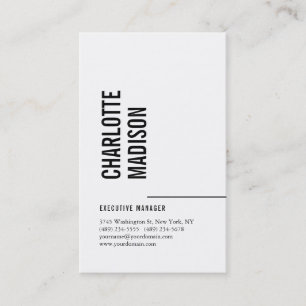 Modern Simple Black White Trendy Minimalist Plain  Business Card