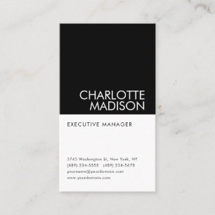 Modern Simple Black White Trendy Minimalist Plain  Business Card