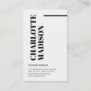 Modern Simple Black White Trendy Minimalist Plain  Business Card