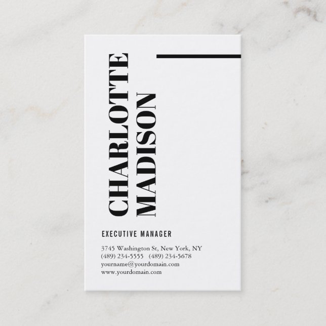 Modern Simple Black White Trendy Minimalist Plain  Business Card (Front)