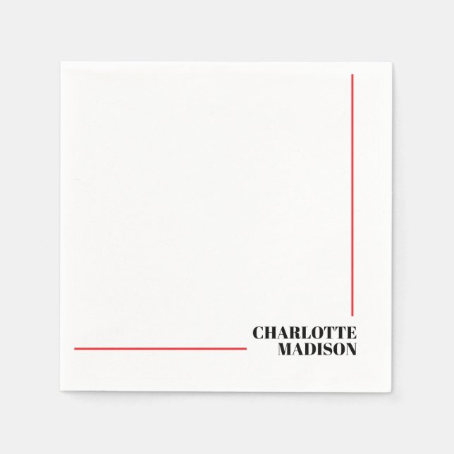 Modern Simple Black White Trendy Minimalist Plain  Napkin (Front)