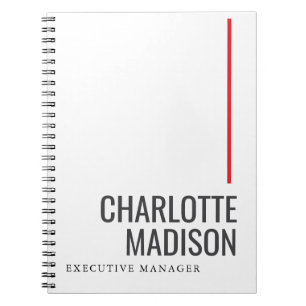 Modern Simple Black White Trendy Minimalist Plain  Notebook