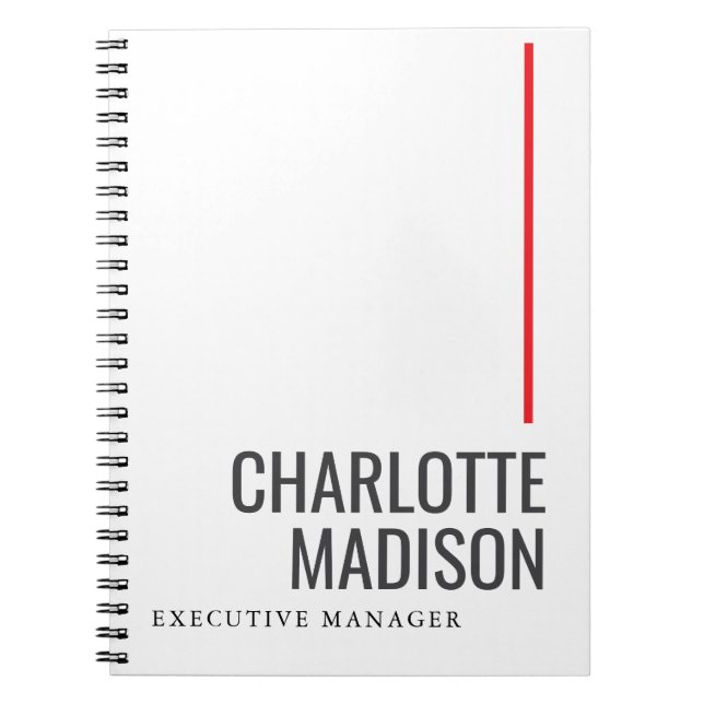 Modern Simple Black White Trendy Minimalist Plain  Notebook (Front)