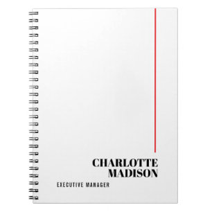 Modern Simple Black White Trendy Minimalist Plain Notebook