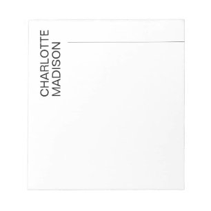 Modern Simple Black White Trendy Minimalist Plain Notepad