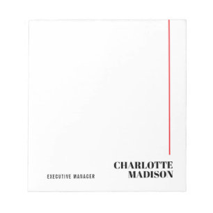 Modern Simple Black White Trendy Minimalist Plain Notepad