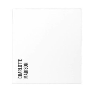 Modern Simple Black White Trendy Minimalist Plain  Notepad
