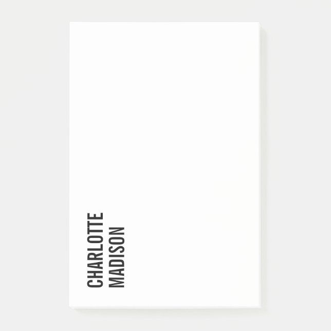Modern Simple Black White Trendy Minimalist Plain  Post-it Notes (Front)