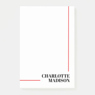 Modern Simple Black White Trendy Minimalist Plain Post-it Notes