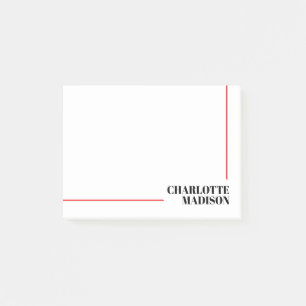 Modern Simple Black White Trendy Minimalist Plain  Post-it Notes