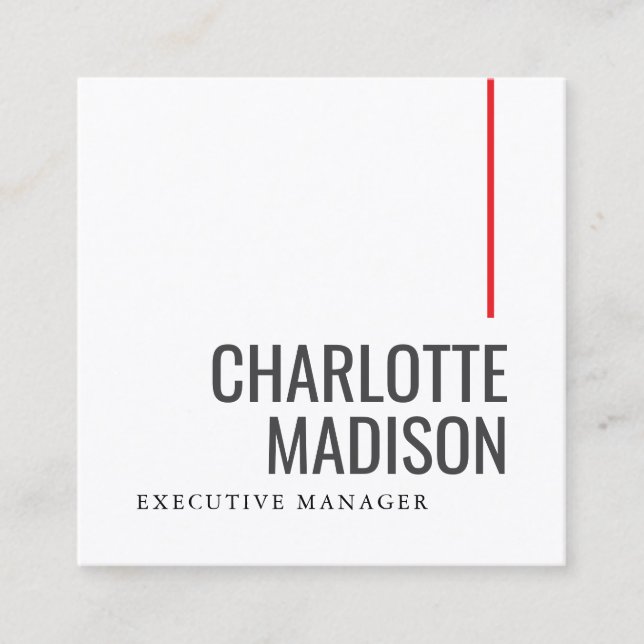 Modern Simple Black White Trendy Minimalist Plain  Square Business Card (Front)