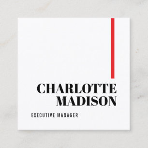 Modern Simple Black White Trendy Minimalist Plain  Square Business Card