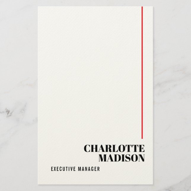 Modern Simple Black White Trendy Minimalist Plain  Stationery (Front)