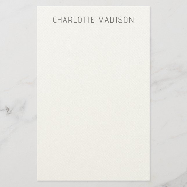 Modern Simple Black White Trendy Minimalist Plain  Stationery (Front)