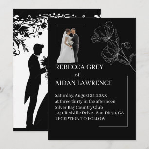 Modern Simple Black White Wedding Overlay 2026 Invitation