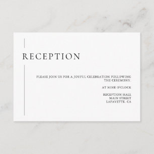 Modern Simple Black & White Wedding Reception Card