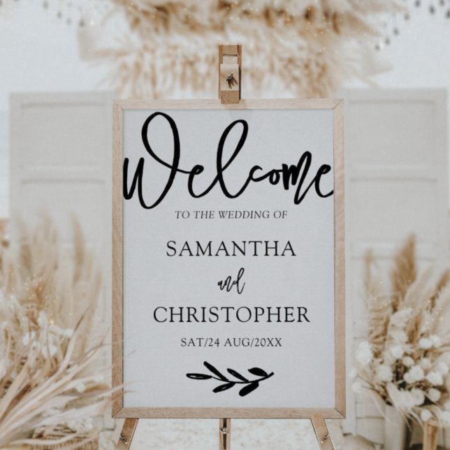 Modern Simple Black & White Welcome Wedding  Poster (Creator Uploaded)