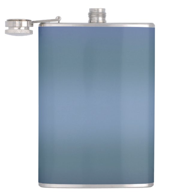 Modern simple blue navy gradient Watercolor  Hip Flask (Opened)