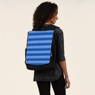 Modern Simple blue Navy Two Tone Stripe name Backpack