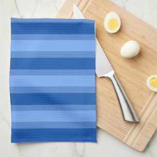 Modern Simple blue Navy Two Tone Stripe name Tea Towel