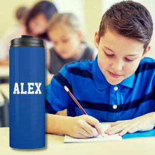 Modern Simple Blue Personalised Kindergarten Thermal Tumbler