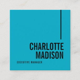 Modern Simple Blue Plain Minimalist Two Sided Square Business Card